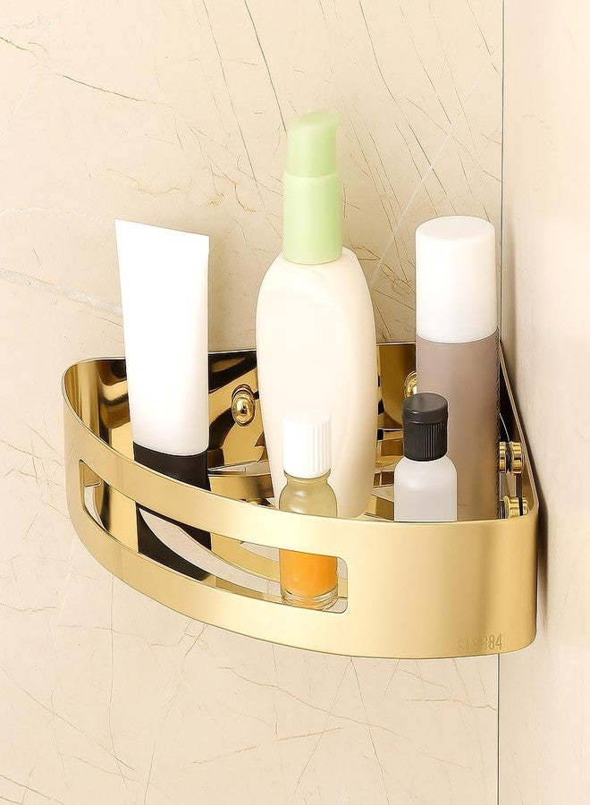 FORTUNE Stainless Steel 304 Wall Mount Corner Shelf Bathroom Multi-Functional Storage Shelf/Rack & Caddy Basket Bathroom Accessories (8.5x8.5 Inch) - (Pack of 3, Gold) - Image 3